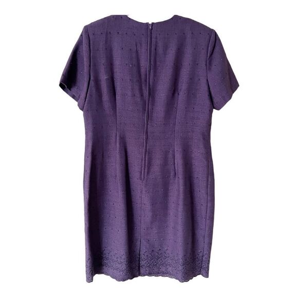 R & K Plus Size Short Sleeve Purple Embroidered Dress Size 14 - Picture 2 of 8